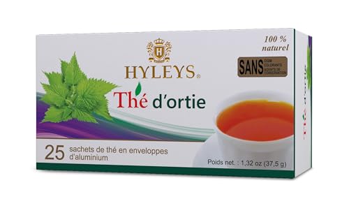 Hyleys Natural Wellness Nettle Leaves with Black Tea - Pure Ceylon Tea Blend - 100% Natural, Sugar-Free, Gluten Free, GMO Free - 25 Tea Bags