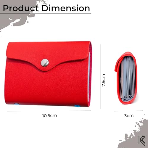 Image of Kraptick Card Holder Wallet for Men & Women - Credit Card Holder Organizer Multi Slot Card Case Wallet Compact Visiting Card Holder Slim Pocket Card Organizer for Daily Use & Travel (Dark Red)