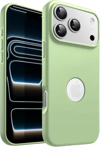 Image of Elzzi Microfiber Cover Compatible for iPhone 17 Pro Max Case Silicone Cases Protective Anti Fingerprint Non Slippery Shockproof Back Covers (Matcha Green)