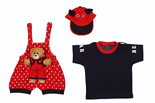 Image of Baby Boy's And Baby Girl's Dungaree Set /Romper Set with T-Shirt And Cap