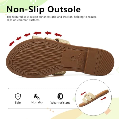 todaysunny Womens Flat Sandals Dressy Comfortable Open Toe Slip On Slide Sandals For Summer Beach Sandalias de Mujer — view 5