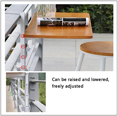 Adjustable Outdoor Folding Side Table Wall-Mounted Railing Table for Patio & Balcony Compact Hanging Deck Table Black Stand 80x35cm Perfect for JYDSll Spaces