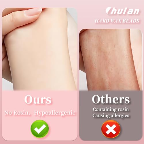 Chulan Hard Wax Beads, 400g Heart Hypoallergenic Wax Beans for Sensitive Skin, Unscented Waxing Bead for Coarse Hair Removal, Brazilian Waxing, Facial, Bikini, Legs, Armpits Women Home Pink