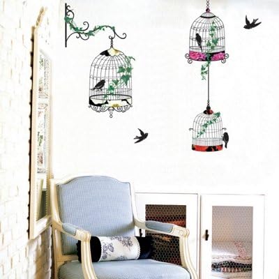 Bird Cages - Mural - Wall Stickers Home Art Deco Wall Decals : Amazon ...