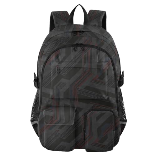 Mochila de viaje para laptop geométrica oscura y bolso escolar a cuadros