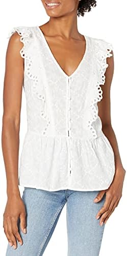 Lucky Brand Women's White Eyelet TOP 