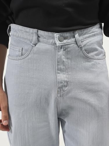 Image of Urbano Fashion Men's Loose Baggy Fit Washed Denim Jeans Non-Stretchable