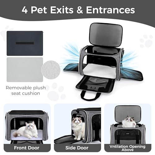 Image of BAGLHER Pet Travel Carrier, Cat Carriers Dog Carrier for Small Medium Cats Dogs Puppies, Airline Approved Small Dog Carrier Soft Sided, Collapsible Puppy Carrier. Grey