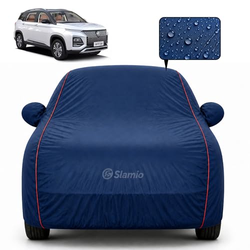 Image of Premium 100% Waterproof Car Cover for MG Hector 2019-2022 Models | All-Weather, UV & Dust Protection | Heavy-Duty 3-Layer Fabric | Custom Fit with Mirror & Antenna Pockets | Navy Blue