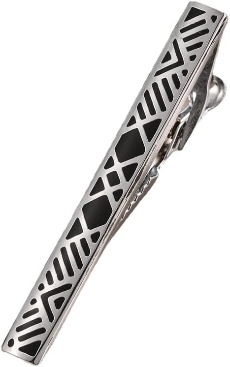 Men's Silver Tie Clip Business Formal Black Combination