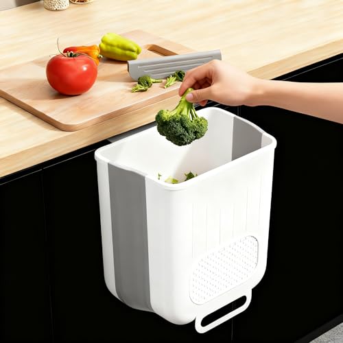 Caneca de basura plegable de pared para cocina blanca
