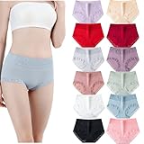 JISHII Slips für Damen 1-4PC Einfarbig Spitzenborte Baumwolle Weichem Komfortabel Hoher Unterhosen Atmungsaktiv Bequeme Wohlfühl Straff Mehrfarbig Panties Mittel Taille Schlüpfer