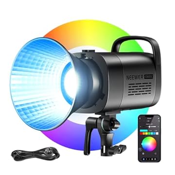 NEEWER CB100C Luce Video LED RGB 130W, Controllo APP/2.4G Colore Pieno 360° Luci Studio 2700K-6500K 27000lux/m COB Bowens Mount Illuminazione Continua Silenziosa TLCI/CRI97+ 17 Scene Video Fotografia