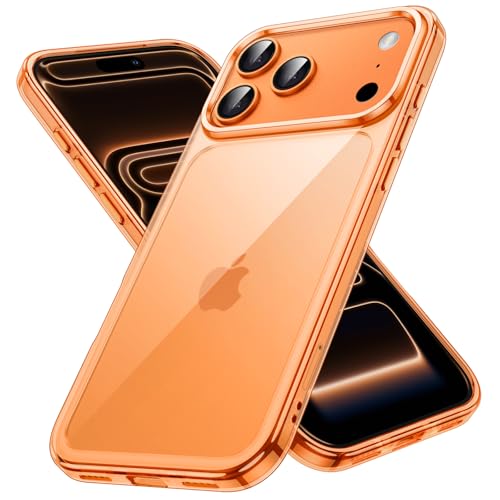 JETech Capa para iPhone 17 Pro 6,3 Polegadas, Case Protetora de Telefone à Prova de Choque, Anti-Amarelecimento, Parte Traseira Transparente Anti-Riscos (Laranja)