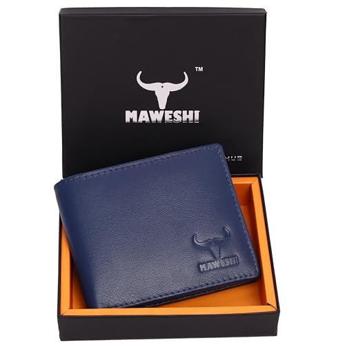 Genuine Leather Wallet for Men | Bi-Fold RFID Blocking Wallet Handcrafted I Multiple Credit/Debit Card Slots……, Blue B, American, MW040BL 7
