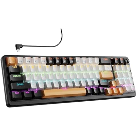 ELECGO Mechanical Gaming Keyboard, USB Wired Gaming Keyboard, 77 Keys Anti-Ghosting, Swappable Red Switch & Ergonomic Design, Rainbow LED Backlit Mechanical Keyboard for PC, Laptop, Gaming, Office Cover