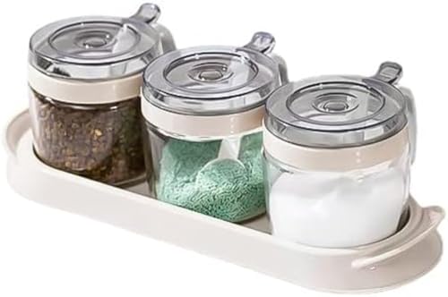 【Fabig】調味料容器 片栗粉容器 耐熱ガラス 砂糖塩入れ おしゃれ 密閉 ケース 調味料いれ アウトドア 塩コショウ入れ ワンタッチシュガーポット 調味料ストッカー ポット スパイスボトル 便利な調味料収納容器 美しいデザイン 耐久性ある N12