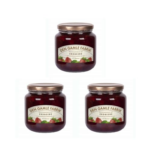 Den Gamle Fabrik Erdbeermarmelade - Dreierpack, 3x600g Gourmet Fruchtmarmelade