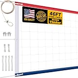 Upgraded Professional Volleyball Net Outdoor Heavy Duty – Weatherproof, Extended Stainless Steel Cable and Reinforced Full Borders, Ideal for Indoor & Outdoor Play, 32x3FT, Net Only, Advanced