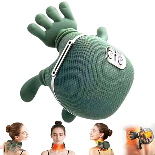 Neck Massager with Hands Bionic Heated Shiatsu Neck & Back Massager Wireless Portable Deep Tissue Electric Massage with Human Hand Simulation Heat Function for Neck Shoulder & Back Relaxation