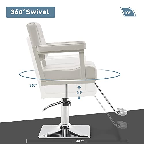 Barberpub Classic Styling Salon Chair For Hair Stylist Hydraulic Pump Swivel Barber Chair, Beauty Shampoo Salon Spa Equipment 8816 (White) #TOP6