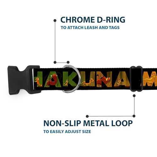 Buckle-Down Plastic Clip Collar - Hakuna Matata Black/Lion King Scenes - 1' Wide - Fits 11-17' Neck - Medium