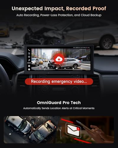 Image of P10 10.25 inch QLED Wireless CarPlay Screen for Car, Portable Display for Android Auto, Built-in 4G LTE, Parking Monitor, Remote Live View, Dual 1080P Dash Cam, ChatGPT & Gemini AI