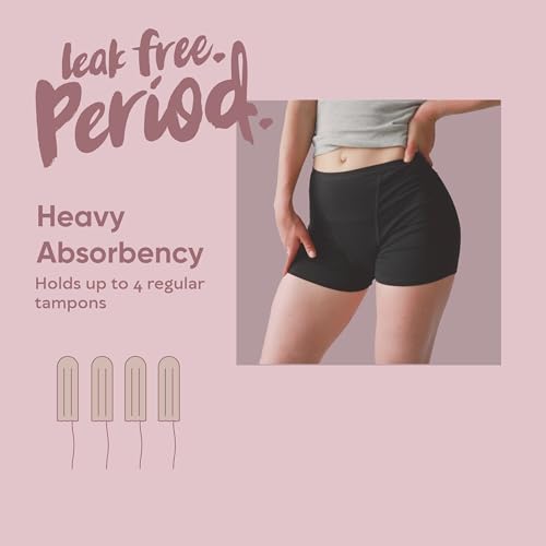 oi Organic Cotton Period Underwear | Boxer Style | Absorbs 3 Tampons | Full Gusset Leak Protection | 1 Pack | Black2