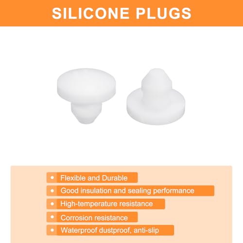 Image of uxcell 26 Pcs Silicone Plugs, Rubber Round Snap in Locking Hole Plugs for 3.5mm Hole, Hole Stoppers Waterproof Hole Plug for Metal Tube, Furniture End Caps Inserts, White