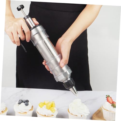 Healifty Cake Decorating Tool Set Stainless Steel Cookie Press Pump and Cream Piping Baking Accessory for Home DIY Biscuit Maker and Cake Decorating - Image 5