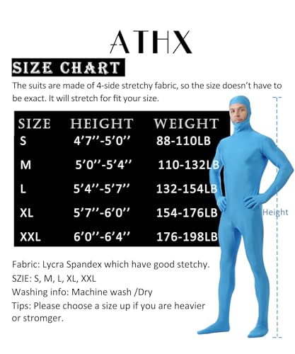 Image of ATHX Men's and Women's Spandex Open Face Bodysuit Costume Adult Stretchy Halloween Cosplay Body Suit Zentai Suit Outfits