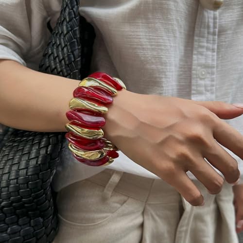 MIFYNN Acrylic Chunky Bangle Bracelets for Women Stackable Stretch Resin Bracelet Minimalist Colorful Bangle Vintage Boho Chic Wristband Jewelry for Women2