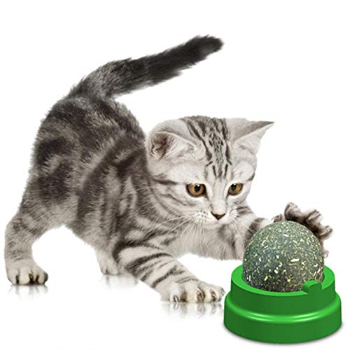Ksruee Bola de Hierba Gatera para Gato - Bola de Hoja de Menta Natural Pura - Bola de Rompecabezas Giratoria