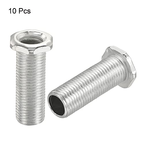 Image of MECCANIXITY Hex Bolt Screw 30mm Long M10 Thread Pipe Hexagon Countersunk Flat Head for Chandelier, Galvanized Iron Pack of 10