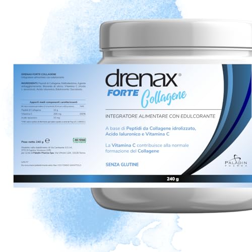 Drenax Forte Collagene Polvere | Integratore Antiage Con Collagene Tipo I-III, Acido Ialuronico E Vitamina C – 240G - 3