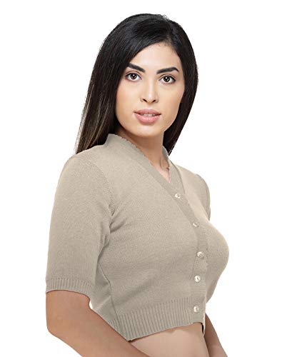 Image of Women Winter Wear V-Neck Half Sleeves Regular Fit Woollen Blouse