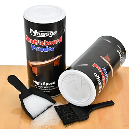 Naissgo 2 Pack Shuffleboard Wax Powder Set with Mini Dustpan and Mini Brush and Shuffleboard Brush