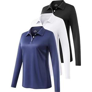 Ullnoy Lightweight Golf Shirts for Women Moisture Wicking Long Sleeve Polo Shirt Women Quick Dry Activewear Golf Tops Pack