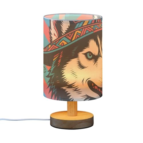 Lámpara de Mesa Tribal Estilo Husky Rojo y Azul miniatura 2