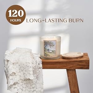 Msense large sized 3 wick apple and spice scent soy waxfallwinter scented candle 247oz with wooden lid 120 hours long lasting burnnatural candle for home fragrance  urban country home decor