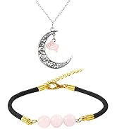 Rose Quartz Necklace & Bracelet Set – Faceted Pendant With Black Cord & Evil Eye Fatima Hand - View #3