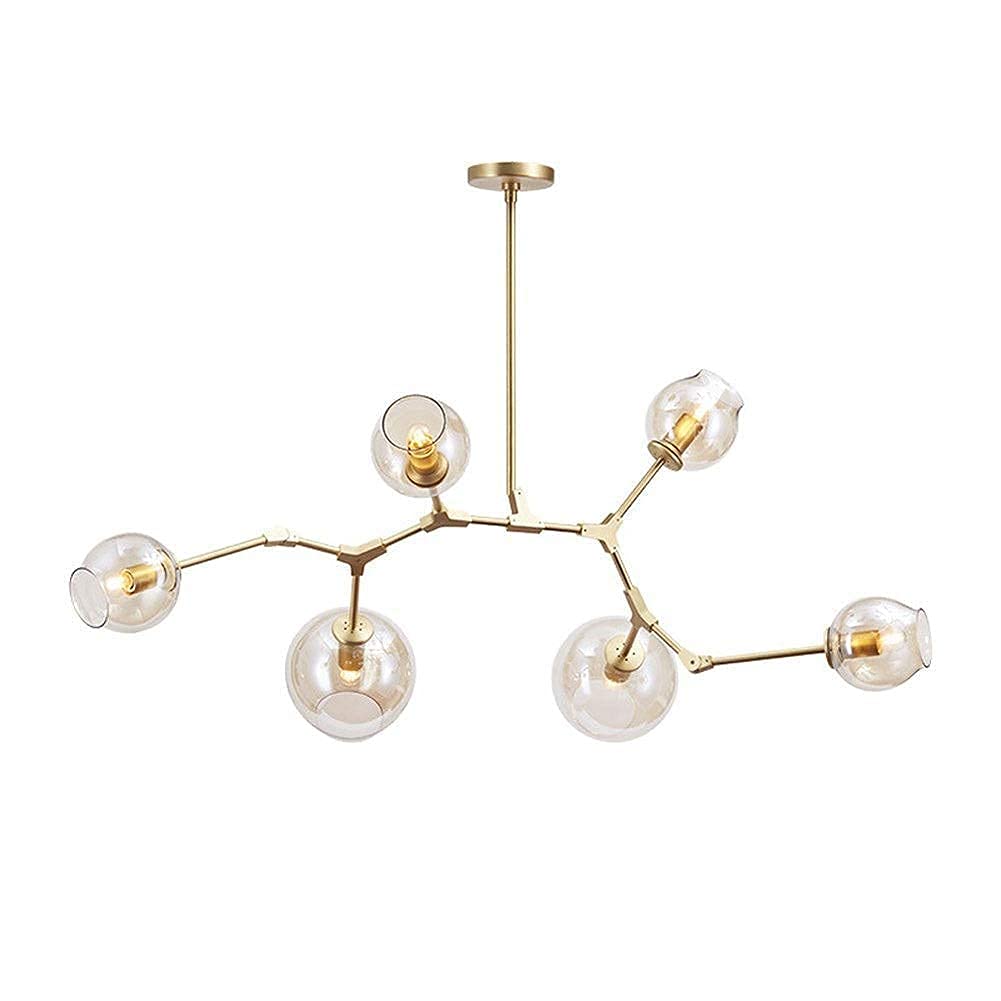 Chandelier Sputnik de l'industrie moderne dorée 6 douilles E27 orientables - 8