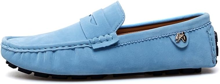 Mens Loafers Round Toe Suede Vamp Penny Driving Loafers Flexible Anti-Slip Flat Heel Wedding Fashion Slip-on