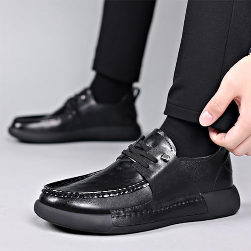 Men’s Low Heel Derby Dress Oxford Shoes, Round Toe Lace-up Comfort Oxford Dress Formal Wedding Gentleman Shoes2