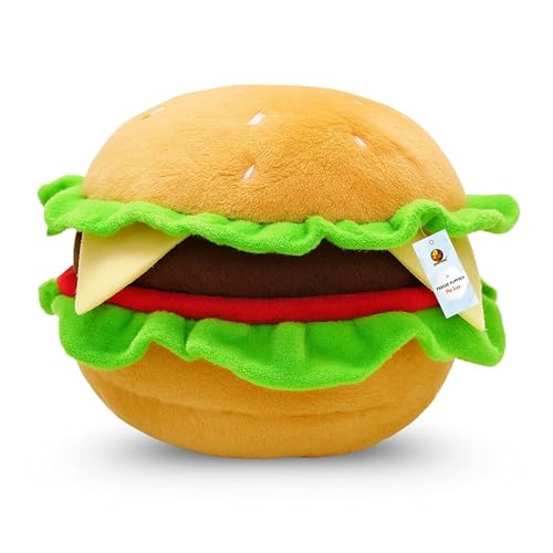 Image of Foodie Puppies Dog Squeaky Plush Toy - (BurgerBun) | Durable, Bite-Resistant & Soft Stuffed Chew Toy | Safe, Fun & Interactive for Playtime, Dental Exercise & Teething for Small to Medium Dogs (8cm)