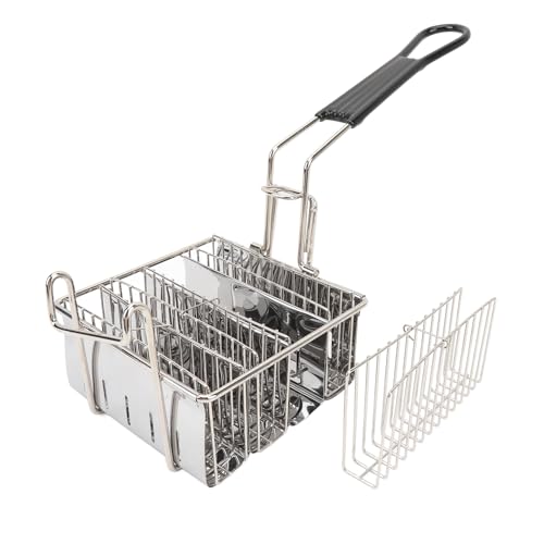 Taco Fryer Basket, Stainless Steel Taco Basket Holds 4 Shells, Taco Shell Fry Basket with Grip Handle, Kitchen Cooking Tool for Burritos and Tortillas, Safe Taco Holder