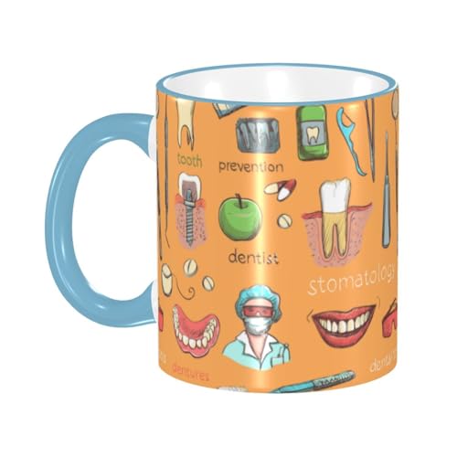 デンタルケア器具歯磨き粉 マグカップ コーヒーカップ Sky Blue 陶器 朝食カップ ティーカップ 耐熱マグ 保温 耐冷 おしゃれ 大きい ミルクコップ 330ml 雑貨 家庭用 プリント贈り物