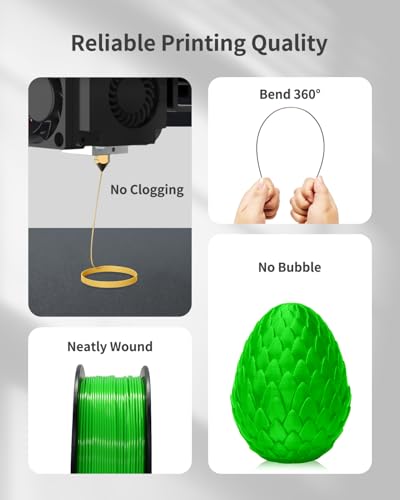 Image of PLA Filament 1.75mm Green 1KG, Neatly Wound, 3D Printer Filament Dimensional Accuracy + /- 0.02mm, 1kg Spool(2.2lbs) Fit Most FDM 3D Printers