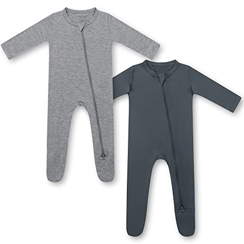 Image of HAPIU Rayon from Bamboo Baby Footed Pajamas, 2 Way Zipper YKK, Footie for Baby Boy Girls, Newborn-24 Months