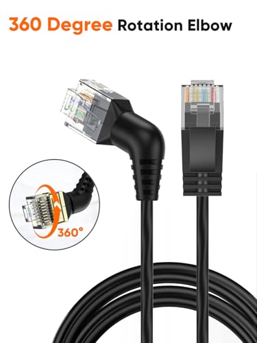 CableCreation Cat6A UTP Ethernet ultra-mince Cable-10Gbps,500MHz,360°Rotatable RJ45 Connecteur à tête droite,32AWG,Corde haute vitesse pour jeux, imprimante, Xbox, roulette,TV,PC(2m/6.6pi)
